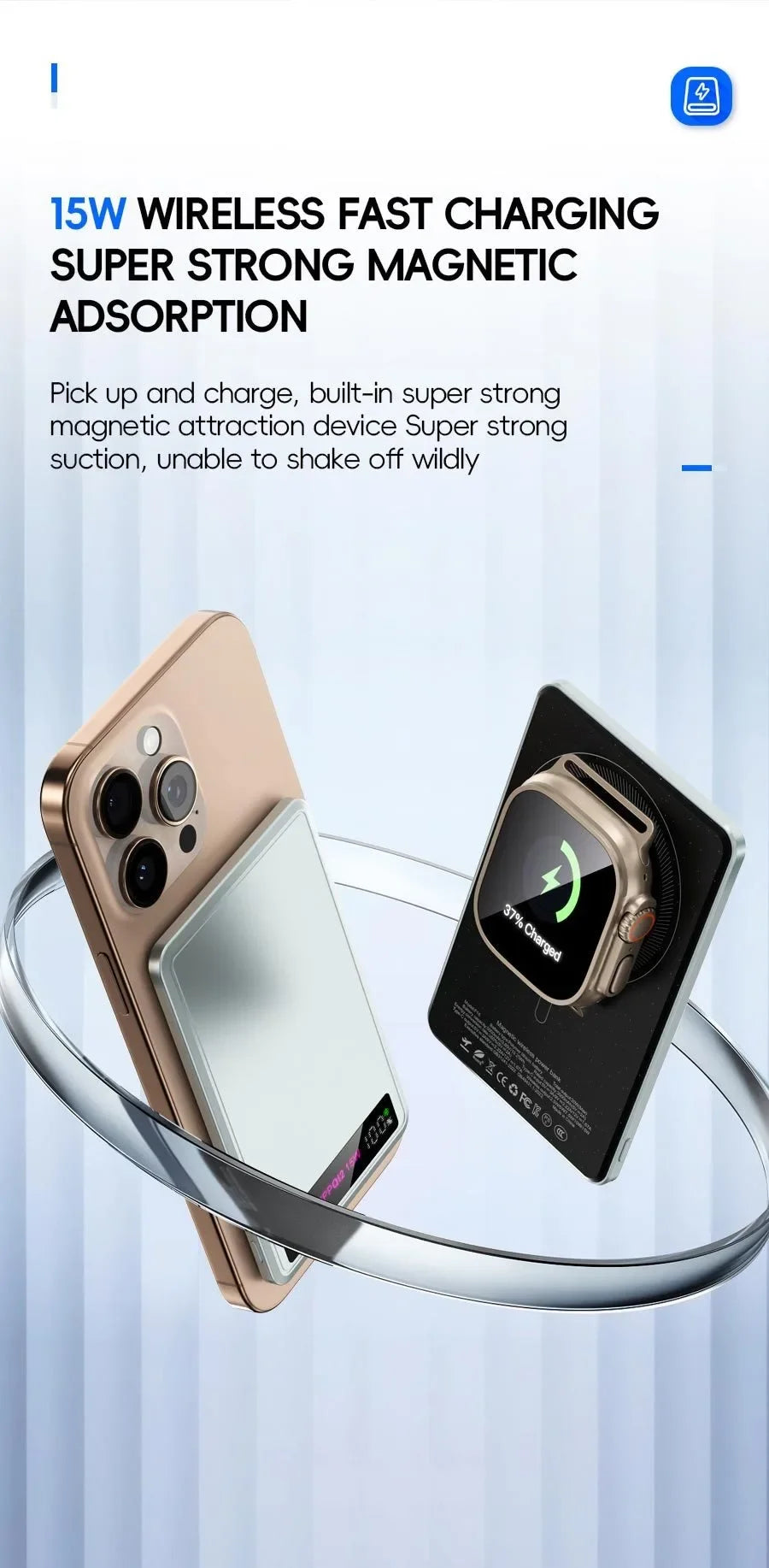 China 3C CCC Power Bank Wireless Magnetic Powerbank Portable Battery Fast Charge 5000mAh Auxiliary Battery for iphone Magsafe