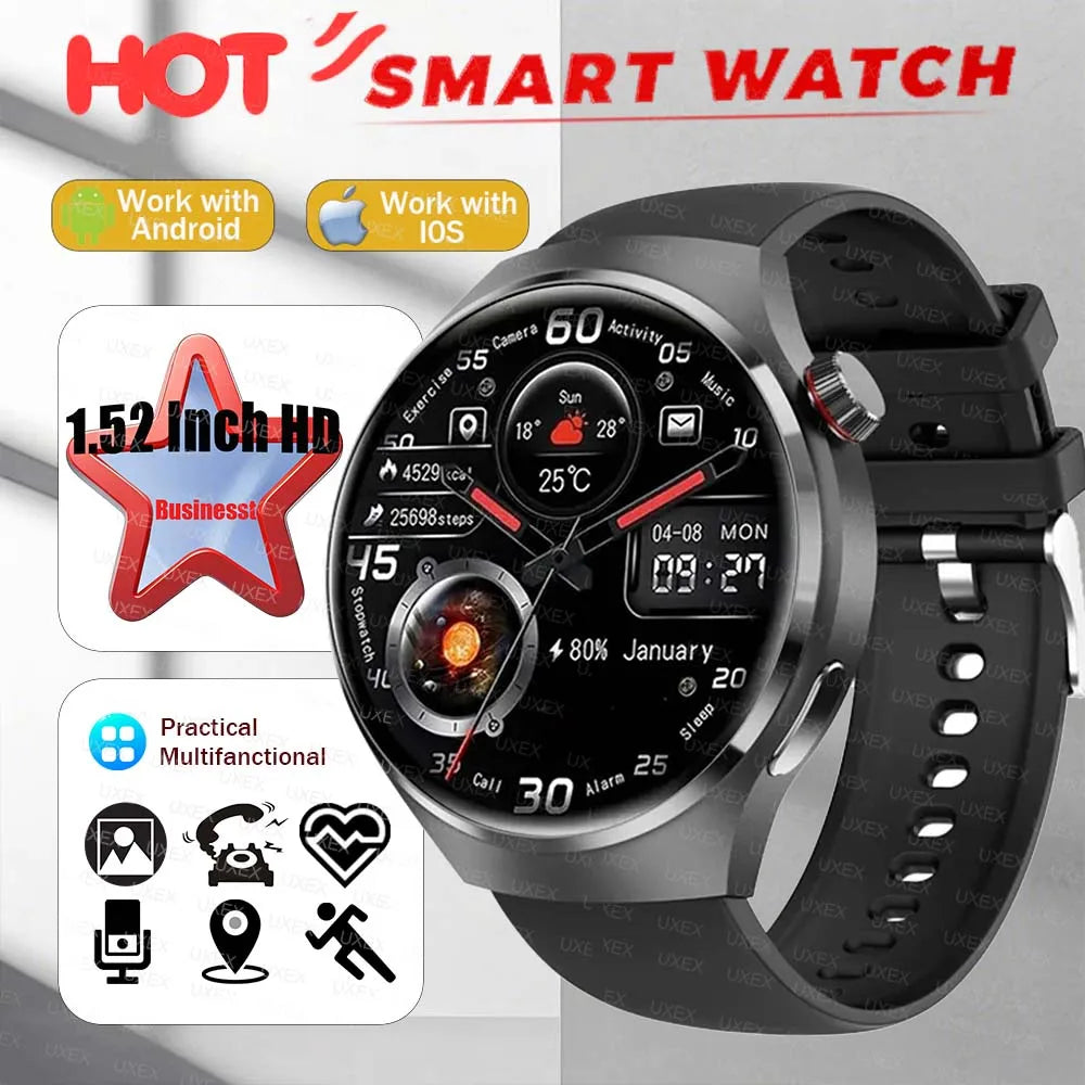 Businesst Men Smartwatches 1.52" HD Screen GPS Track Bluetooth Call Health Tracker Music Control Multifunction Smartwatches New