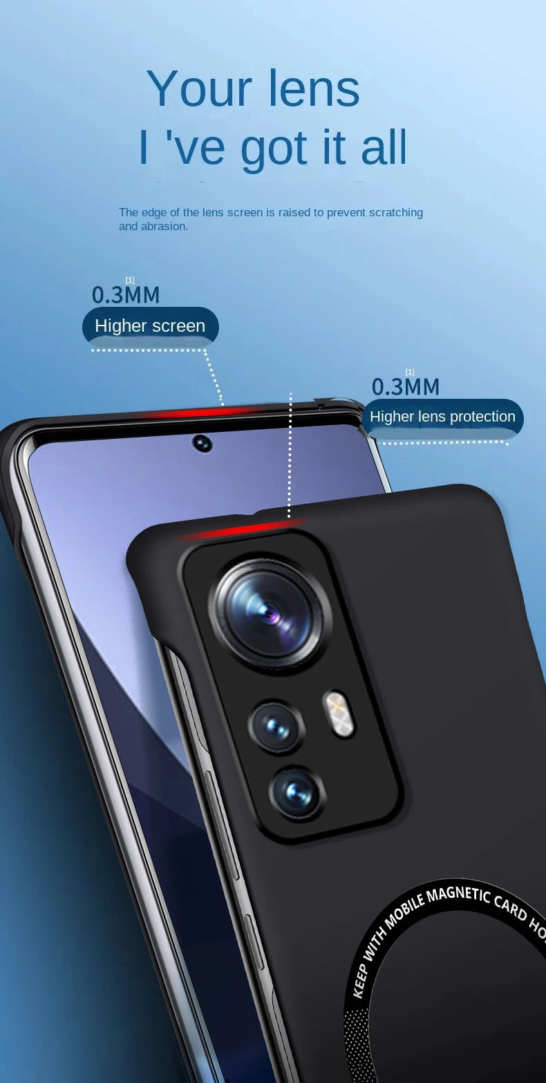 Frameless Case Cover For XiaoMi Mi 12 Pro Wireless Charging Shockproof Magnetic Compatible With Cover Cases