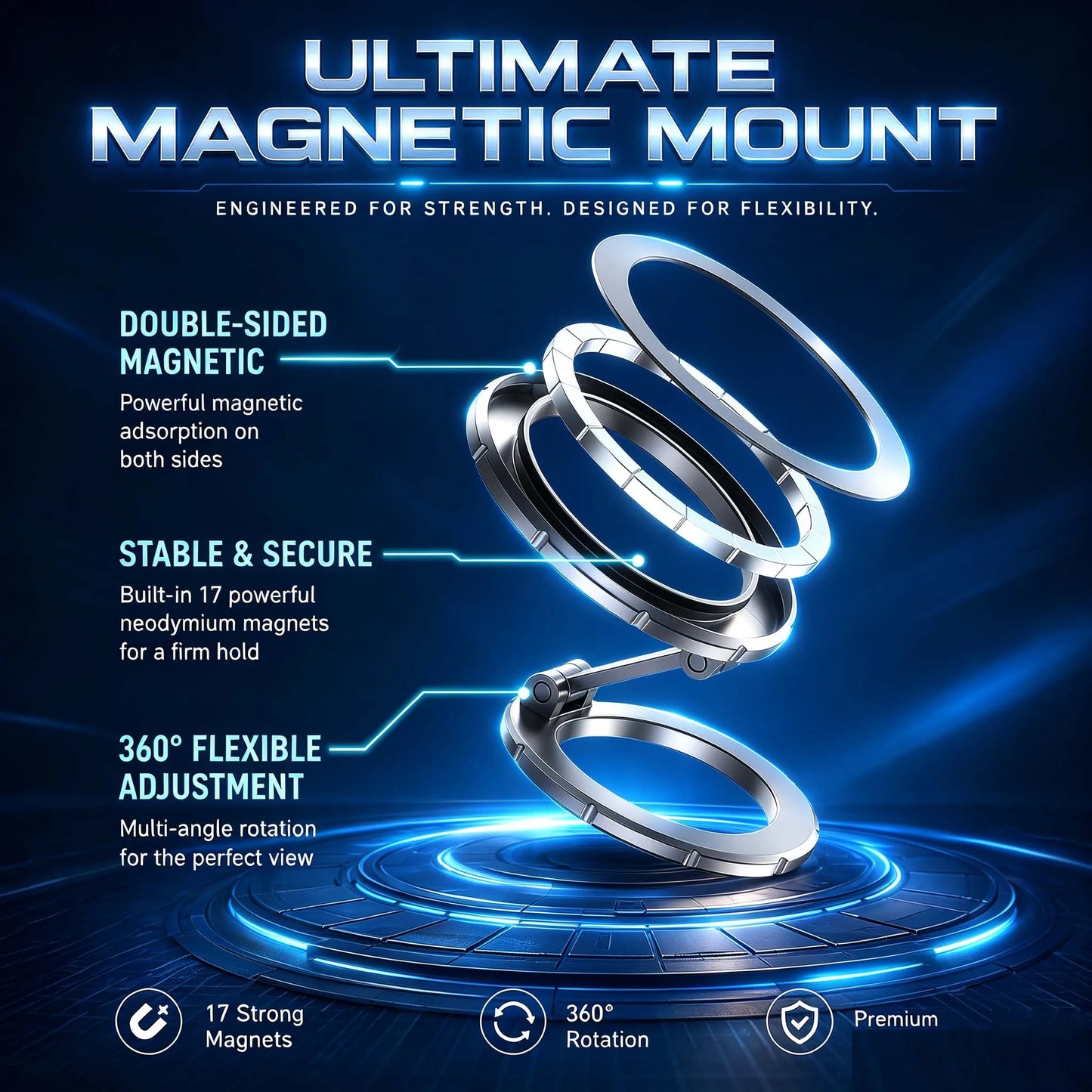 Magsafe Magnet Ring For Car Magsafe Holder Double Sided Universal Folding Phone Accessories