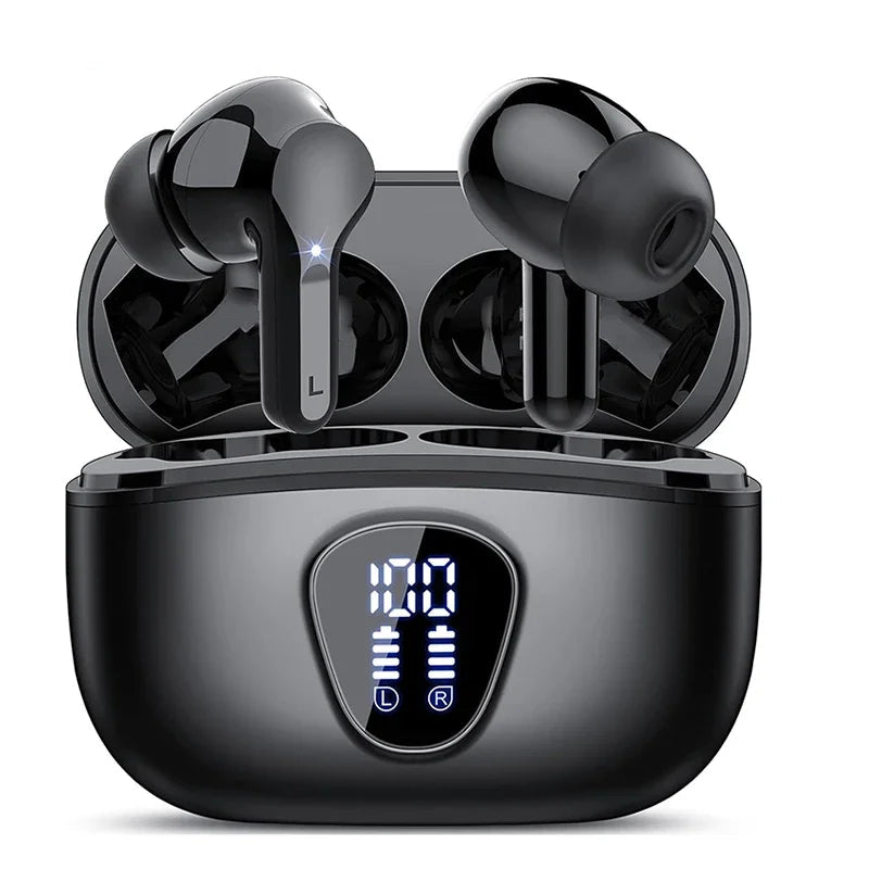 Wireless Earbuds BT5.3 Headphones HiFi Stereo EarBuds with ENC Noise Cancelling Mic 48H LED Display IP7 Waterproof Earphones
