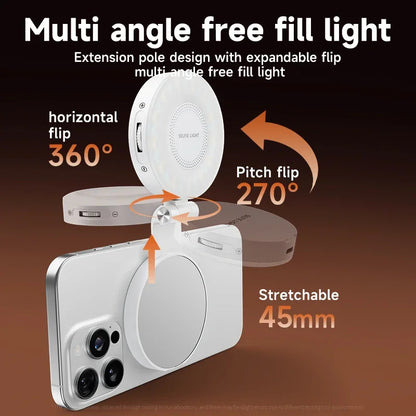 LED Selfie Fill Light for Magsafe Phone Adjustable Brightness Magsafe-Compatible Smartphone Vlog Photography Video Accessory