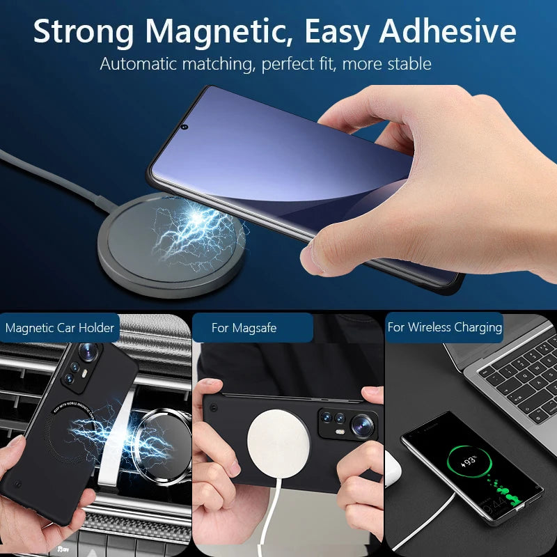Frameless Case Cover For XiaoMi Mi 12 Pro Wireless Charging Shockproof Magnetic Compatible With Cover Cases