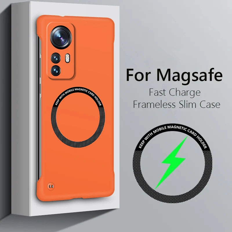 Frameless Case Cover For XiaoMi Mi 12 Pro Wireless Charging Shockproof Magnetic Compatible With Cover Cases
