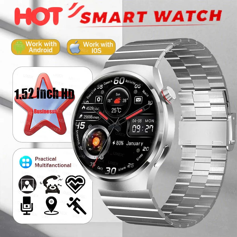 Businesst Men Smartwatches 1.52" HD Screen GPS Track Bluetooth Call Health Tracker Music Control Multifunction Smartwatches New