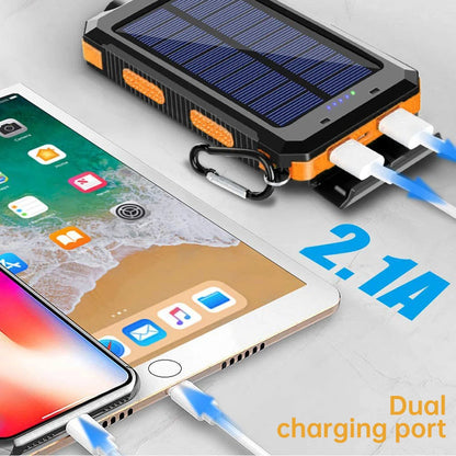 20000mAh Portable Solar Power Banks Outdoor Backup Power External Battery Pack with  LED Light Compass Powerbanks