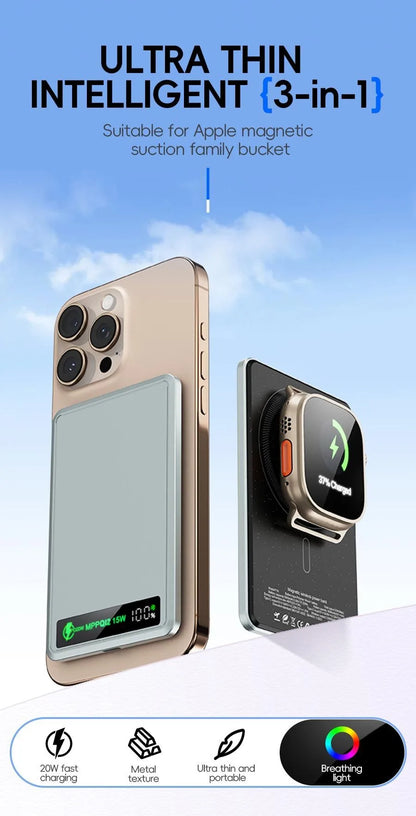 China 3C CCC Power Bank Wireless Magnetic Powerbank Portable Battery Fast Charge 5000mAh Auxiliary Battery for iphone Magsafe