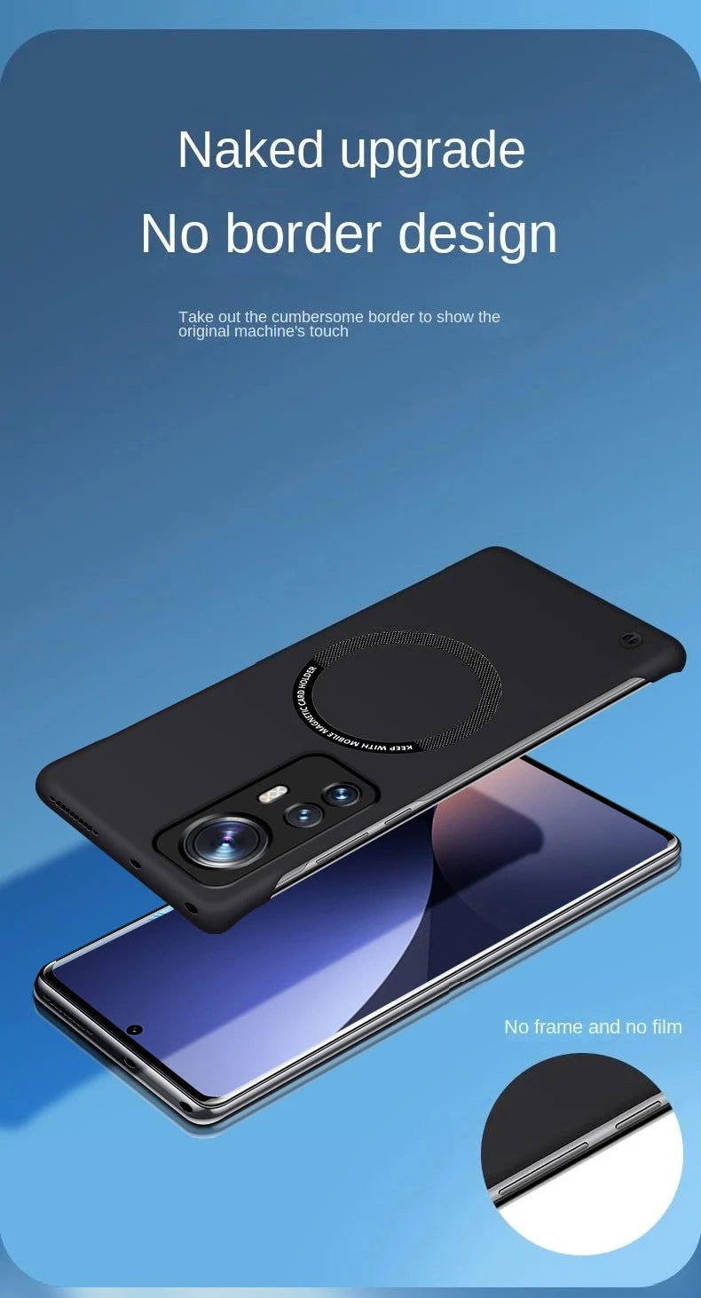 Frameless Case Cover For XiaoMi Mi 12 Pro Wireless Charging Shockproof Magnetic Compatible With Cover Cases
