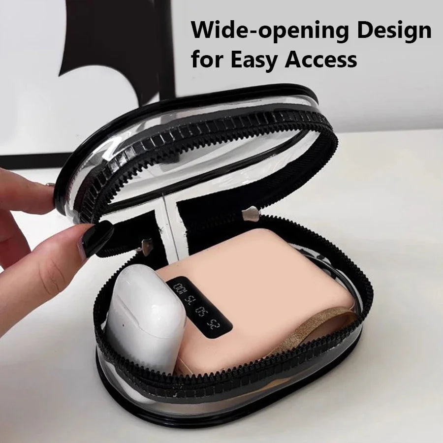 Compact Transparent Travel Cable Organizer Pouch Storage Bag for Electronics Accessories Power Banks Chargers Headphones