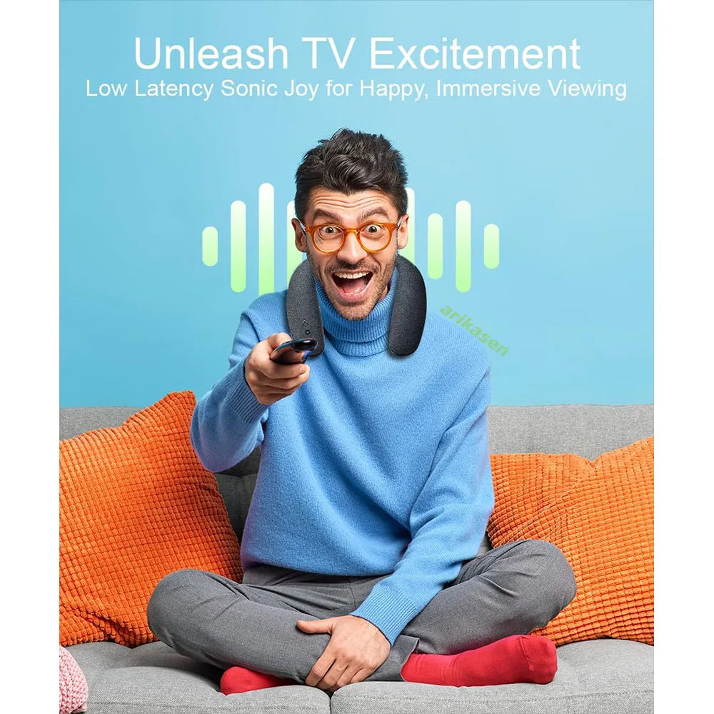 Neckband Bluetooth Speaker, Neck Bluetooth Speaker Wireless, Wearable Bluetooth Speaker System for Gaming Movies Music Ourdoor