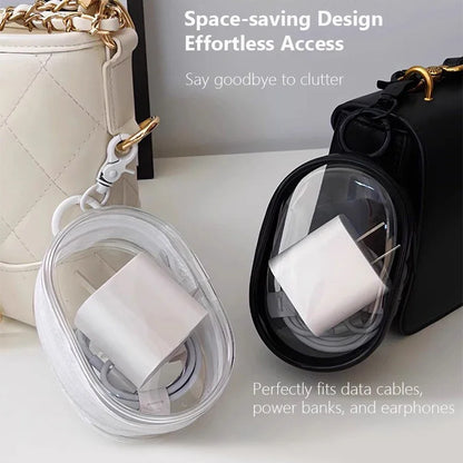 Compact Transparent Travel Cable Organizer Pouch Storage Bag for Electronics Accessories Power Banks Chargers Headphones
