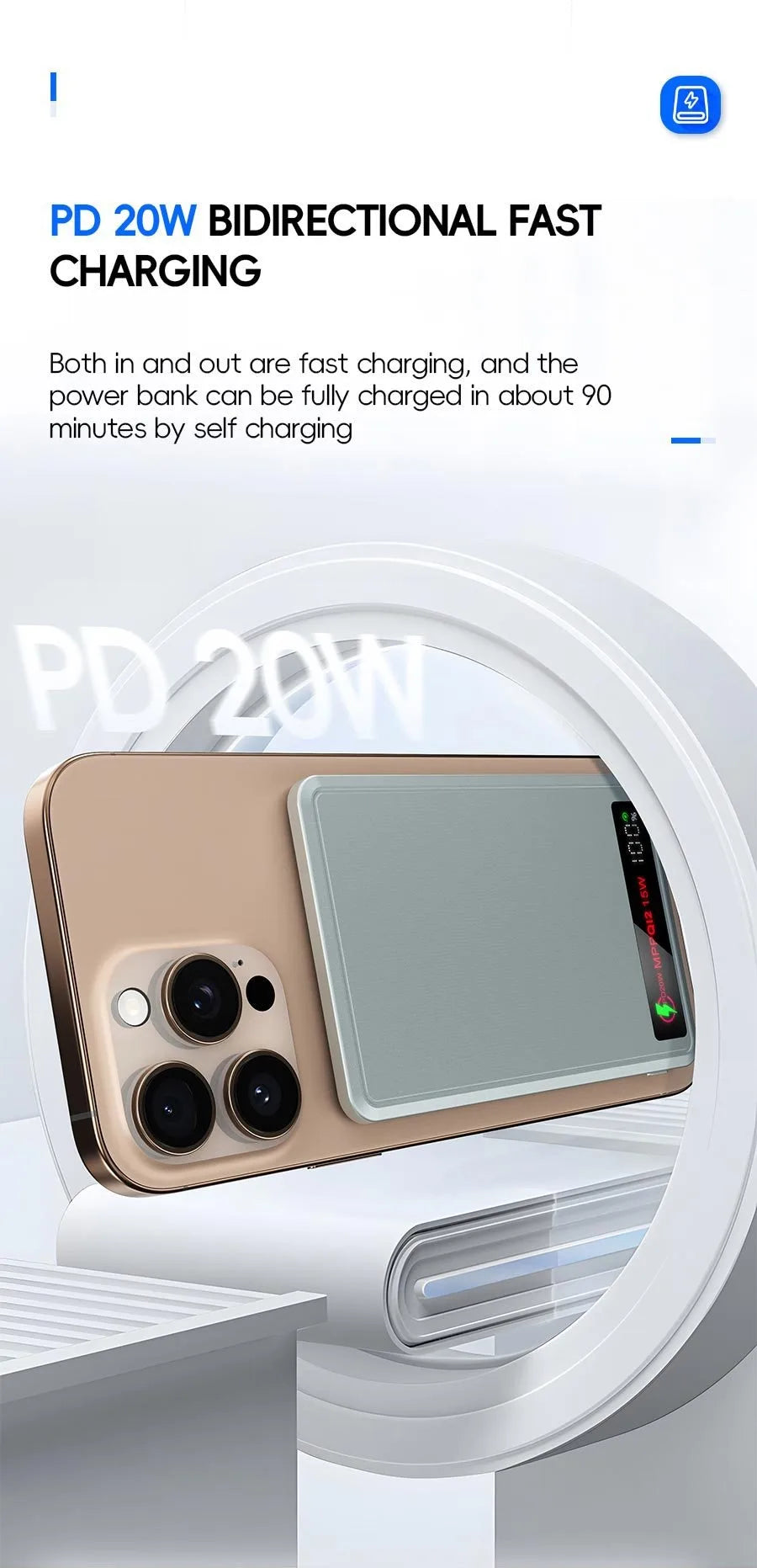 China 3C CCC Power Bank Wireless Magnetic Powerbank Portable Battery Fast Charge 5000mAh Auxiliary Battery for iphone Magsafe