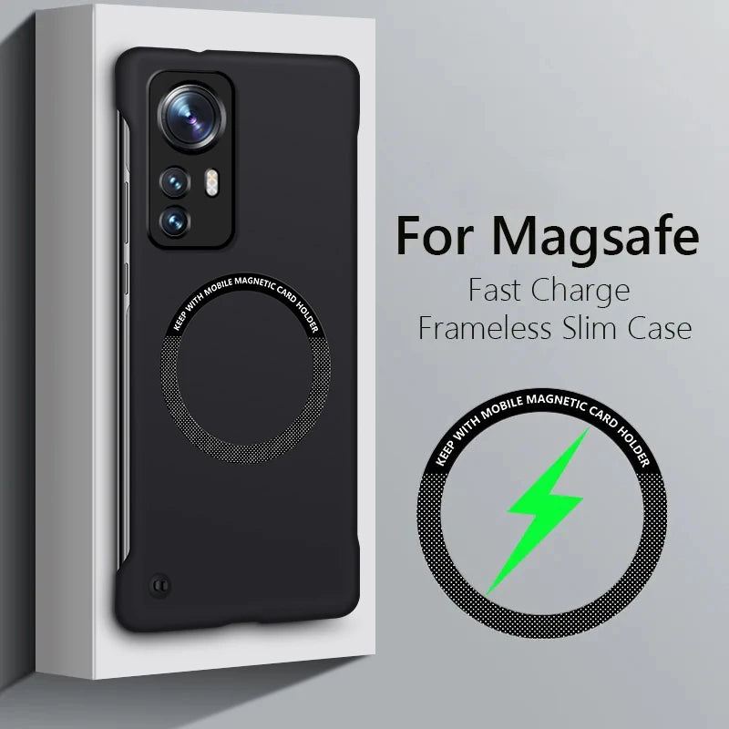 Frameless Case Cover For XiaoMi Mi 12 Pro Wireless Charging Shockproof Magnetic Compatible With Cover Cases