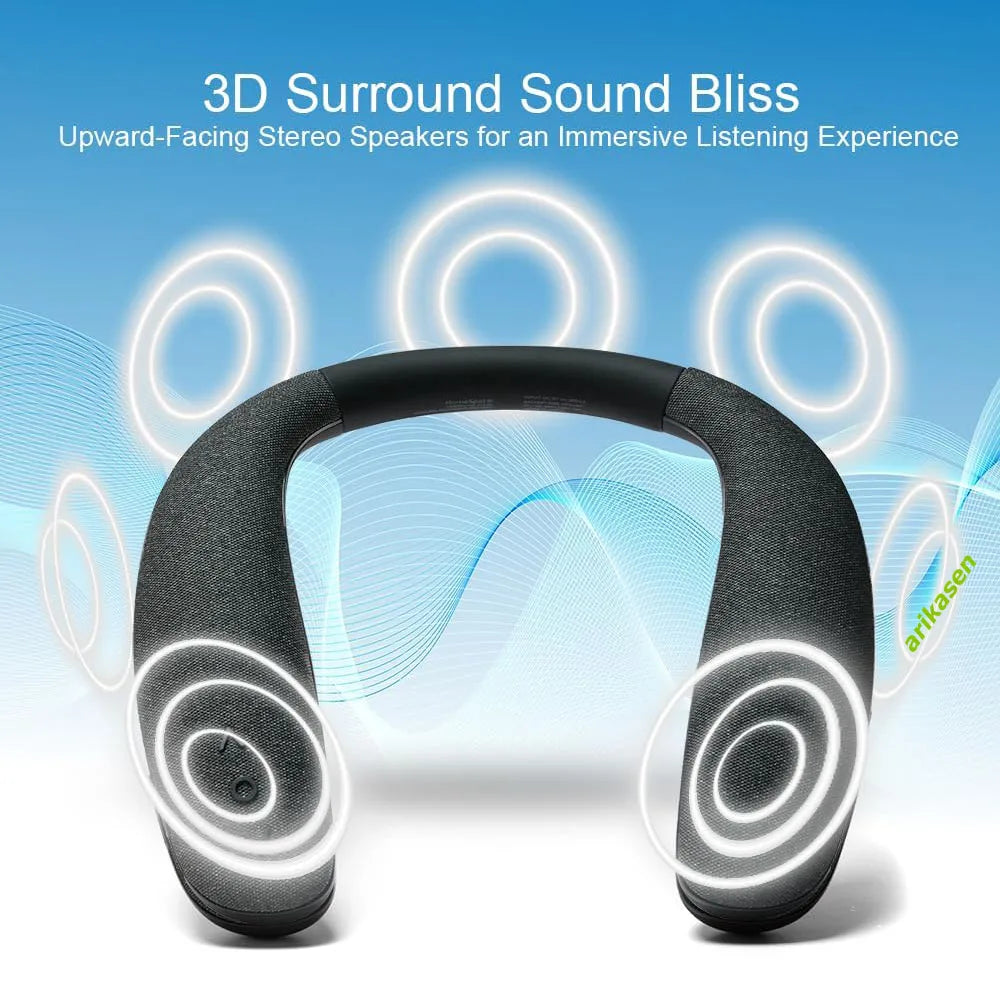 Neckband Bluetooth Speaker, Neck Bluetooth Speaker Wireless, Wearable Bluetooth Speaker System for Gaming Movies Music Ourdoor
