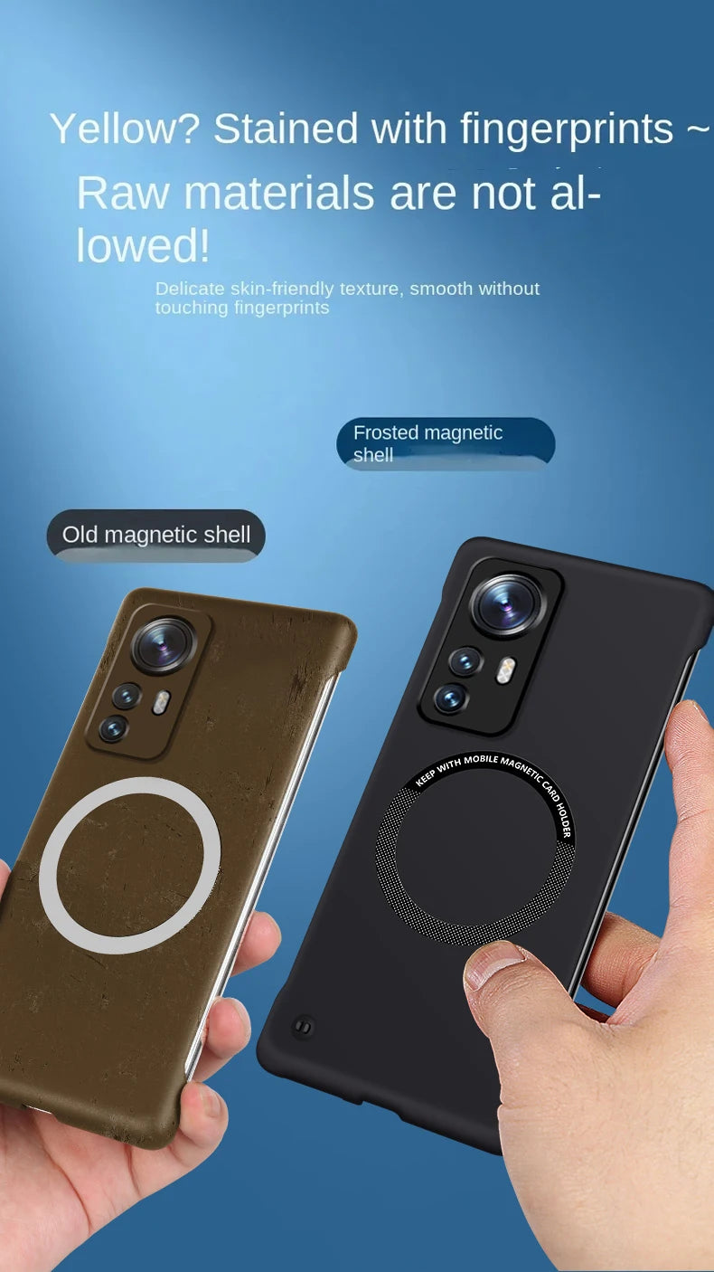 Frameless Case Cover For XiaoMi Mi 12 Pro Wireless Charging Shockproof Magnetic Compatible With Cover Cases